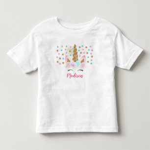 Unicorn Rosa & Gold Magischer Geburtstag Kleinkind T-shirt