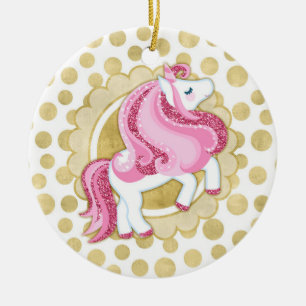 Unicorn-rosa Goldniedliche Fantasie Keramik Ornament