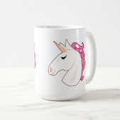Unicorn Rosa Haar weißes Kind Kaffeetasse (VorderseiteRechts)