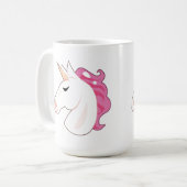 Unicorn Rosa Haar weißes Kind Kaffeetasse (Vorderseite Links)