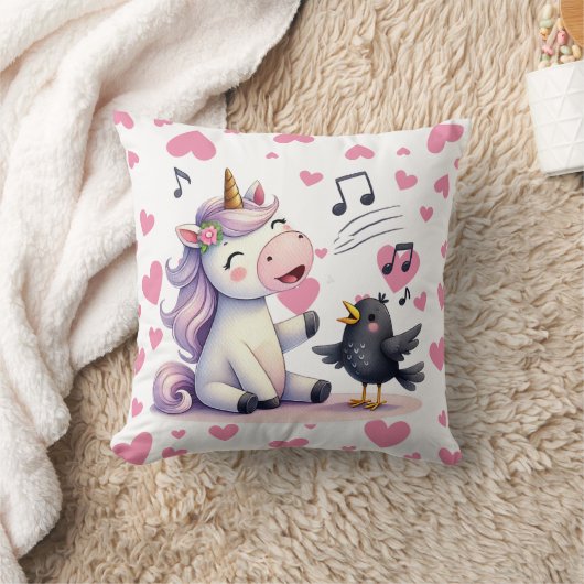 Unicorn Rosa Herz Kissen (Decke)