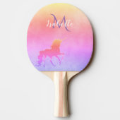 Unicorn, rosa, lila Monogramm Tischtennis Schläger (Rückseite)