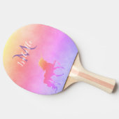 Unicorn, rosa, lila Monogramm Tischtennis Schläger (Seitenansicht)
