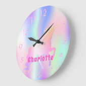 Unicorn rosa lila Name Mädchen magisch Große Wanduhr (Winkel)