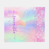 Unicorn-Rosa-lila Namensschrift Fleecedecke (Vorderseite (Horizontal))