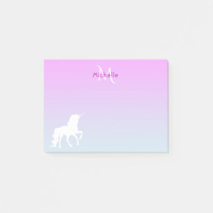 Unicorn Rosa mit Monogramm Post-it Klebezettel
