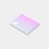 Unicorn Rosa mit Monogramm Post-it Klebezettel (angewinkelt)