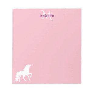 Unicorn, rosa Monogramm  Notizblock