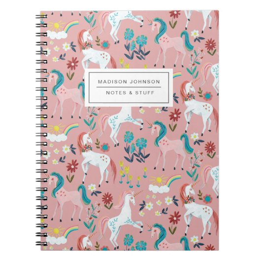 Unicorn rosa niedliche magische Regenbogenmädchen Notizblock (Vorderseite)