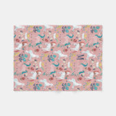 Unicorn-rosa Regenbogenmädchen in Großformat Fleecedecke (Vorderseite (Horizontal))