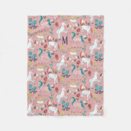 Unicorn-rosa Regenbogenmädchen in Großformat Fleecedecke