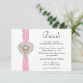 Unicorn Rosa Spitzen Hochzeitdetails Begleitkarte (Stehend Vorderseite)