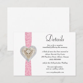 Unicorn Rosa Spitzen Hochzeitdetails Begleitkarte