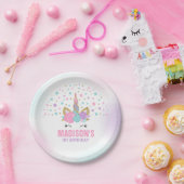 Unicorn-Rosa und Goldpapierplatte 7" PapierTeller (Party)