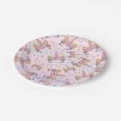 Unicorn-Rosa und Goldpapierplatte 7" PapierTeller (Schrägansicht)