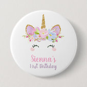Unicorn Round Abzeichen 1st Birthday Girl Button (Vorderseite)