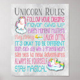Unicorn Rules Motivierend Quotes Poster - 8x10