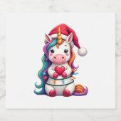 Unicorn Santa Hat Christmas T-Shirt (4) Schaumweinetikett (Einzelnes Label)