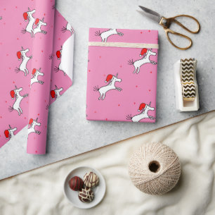 Unicorn Santa Pink Hintergrund Wrapping Paper Geschenkpapier