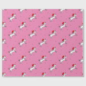 Unicorn Santa Pink Hintergrund Wrapping Paper Geschenkpapier (Flach)