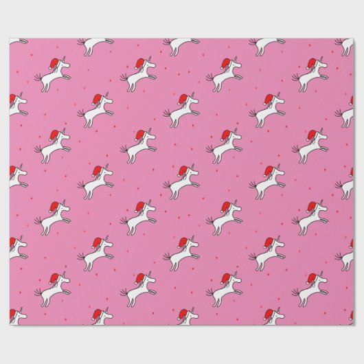 Unicorn Santa Pink Hintergrund Wrapping Paper Geschenkpapier (Flach)