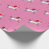 Unicorn Santa Pink Hintergrund Wrapping Paper Geschenkpapier (Ecke)