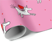 Unicorn Santa Pink Hintergrund Wrapping Paper Geschenkpapier (Rolleneckpunkt)