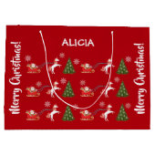 Unicorn Santa Snowflakes Weihnachtsbaum Personalis Große Geschenktüte (Rückseite)