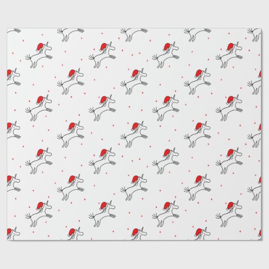 Unicorn Santa White Hintergrund Wrapping Paper Geschenkpapier (Flach)