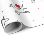 Unicorn Santa White Hintergrund Wrapping Paper Geschenkpapier (Rolleneckpunkt)
