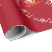 Unicorn Santa's Sleigh Personalize Name Merry Xmas Geschenkpapier (Rolleneckpunkt)