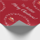 Unicorn Santa's Sleigh Personalize Name Merry Xmas Geschenkpapier (Ecke)