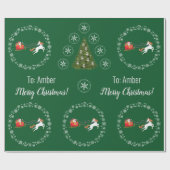 Unicorn Santa's Sleigh Personalize Name Merry Xmas Geschenkpapier (Flach)