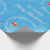 Unicorn Santa's Sleigh Personalize Name Merry Xmas Geschenkpapier (Ecke)