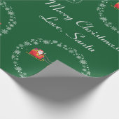 Unicorn Santa's Sleigh Snow Merry Xmas Bäume grün Geschenkpapier (Ecke)