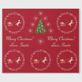Unicorn Santa's Sleigh Snow Merry Xmas Trees Red Geschenkpapier (Flach)