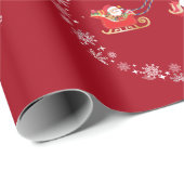 Unicorn Santa's Sleigh Snow Merry Xmas Trees Red Geschenkpapier (Rolleneckpunkt)