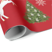 Unicorn Santa's Sleigh Snowflakes Weihnachtsbaum Geschenkpapier (Rolleneckpunkt)