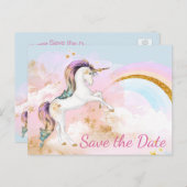 Unicorn-Save the Date Postkarten (Vorne/Hinten)