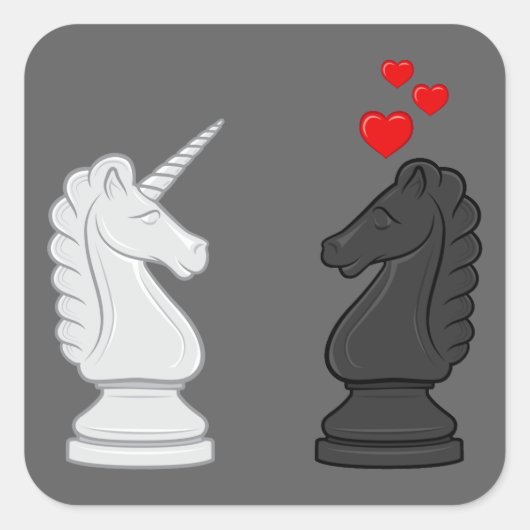 Unicorn Schach Knight Quadratischer Aufkleber (Vorderseite)