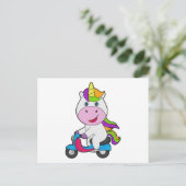 Unicorn Scooter Postkarte (Stehend Vorderseite)
