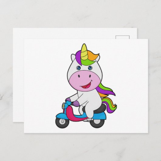 Unicorn Scooter Postkarte (Vorne/Hinten)