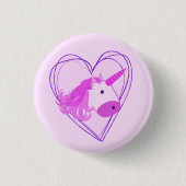 Unicorn Scribble Heart Valentine Button (Vorderseite)