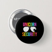 Unicorn Security Birthday Family Halloween Costume Button (Vorne & Hinten)