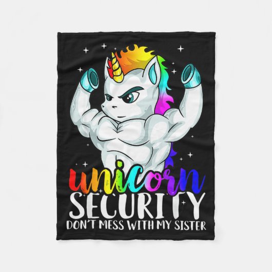 Unicorn Security Dont Mess With My Sister Funny Br Fleecedecke (Vorderseite)
