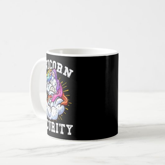 Unicorn Security - Manly Muscular Unicorn Lovers Kaffeetasse (Vorderseite Links)