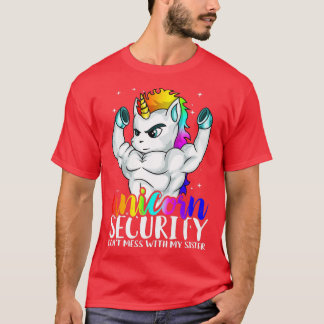 Unicorn Security nicht mit meiner Schwester Funny  T-Shirt