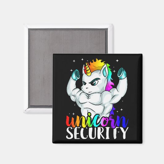 Unicorn Security Squad Muscle Tee Funny Dad Brothe Magnet (Vorderseite/Rückseite)