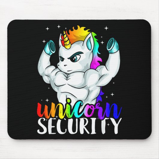 Unicorn Security Squad Muscle Tee Funny Dad Brothe Mousepad (Vorne)