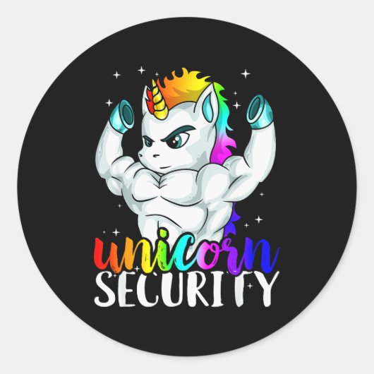 Unicorn Security Squad Muscle Tee Funny Dad Brothe Runder Aufkleber (Vorderseite)